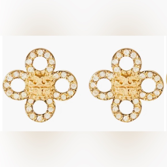 Tory Burch Small Britton Pave Cut Out Stud Earrings - Picture 5 of 6